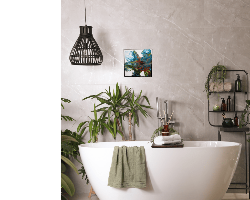 Mise en situation de la peinture Leftovers n°1 dans un intérieur contemporain